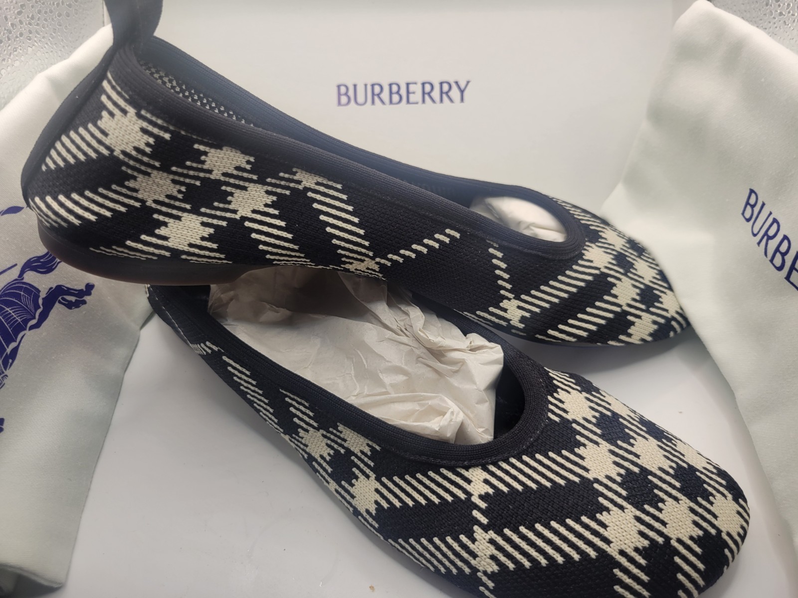 Burberry Check Knit Baby Ballerina Flats Size 39.5 BRAND NEW IN BOX AUTHENTIC