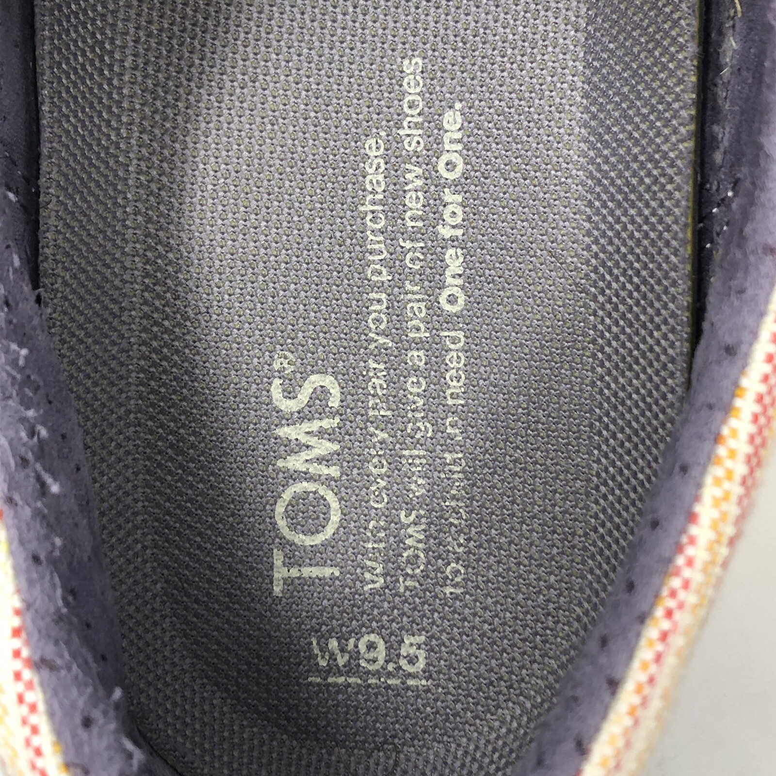 Toms Shoes Womens 9.5 Orange Striped Del Rey Canvas Trainers Lace Up Sneakers