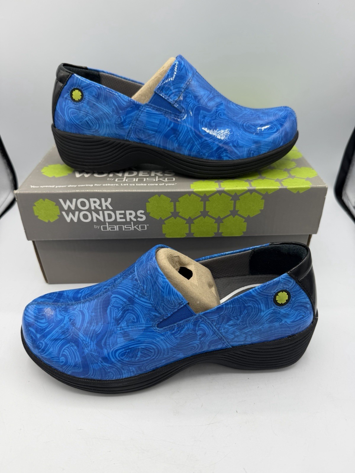 Work Wonders by Dansko Blue Patent Leather Clogs~Women’s EU 36, US Size 5.5-6