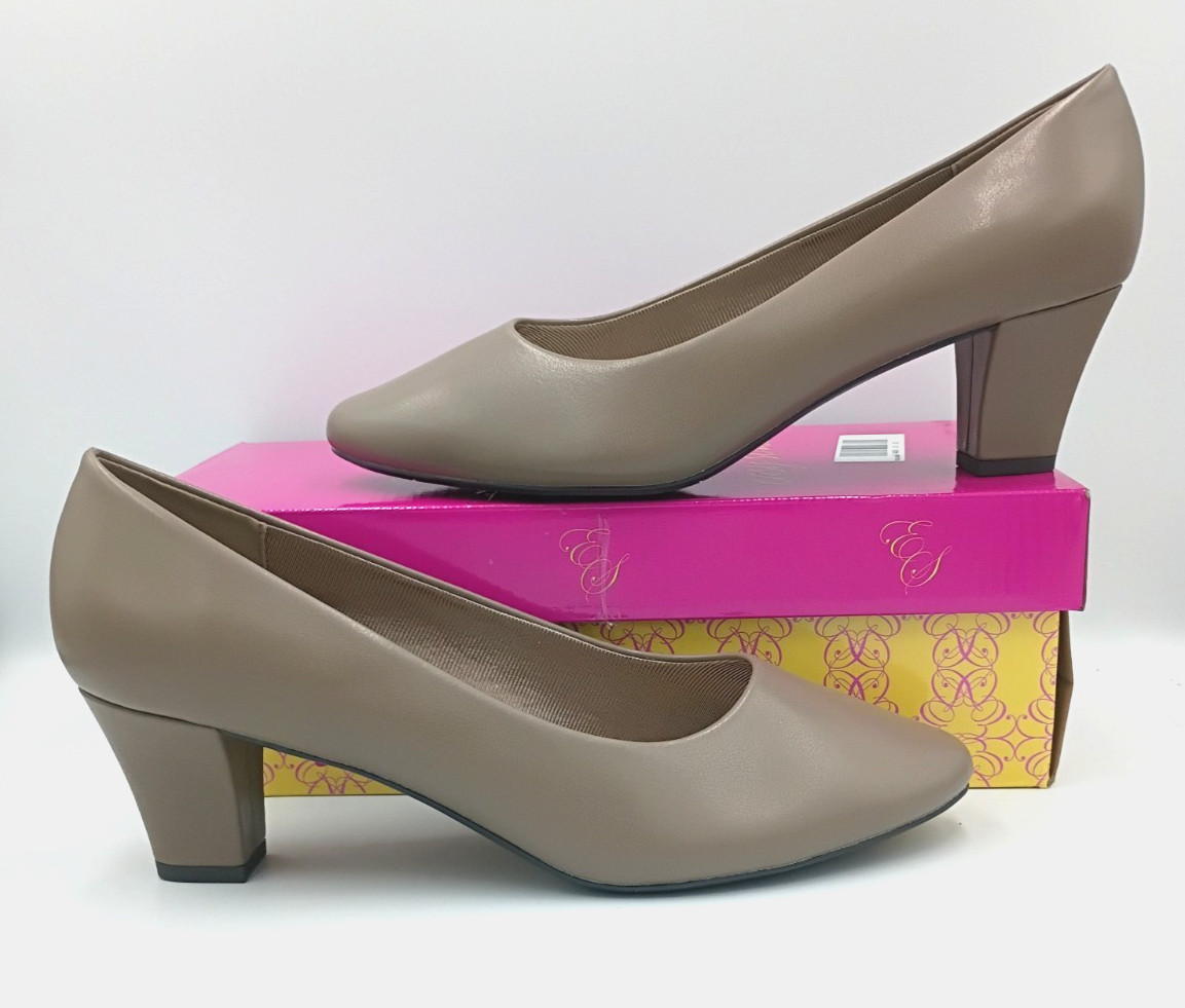 Easy Street Ballari Low Block Heel Pumps Dress Shoes Taupe Womens Size 10 W NEW