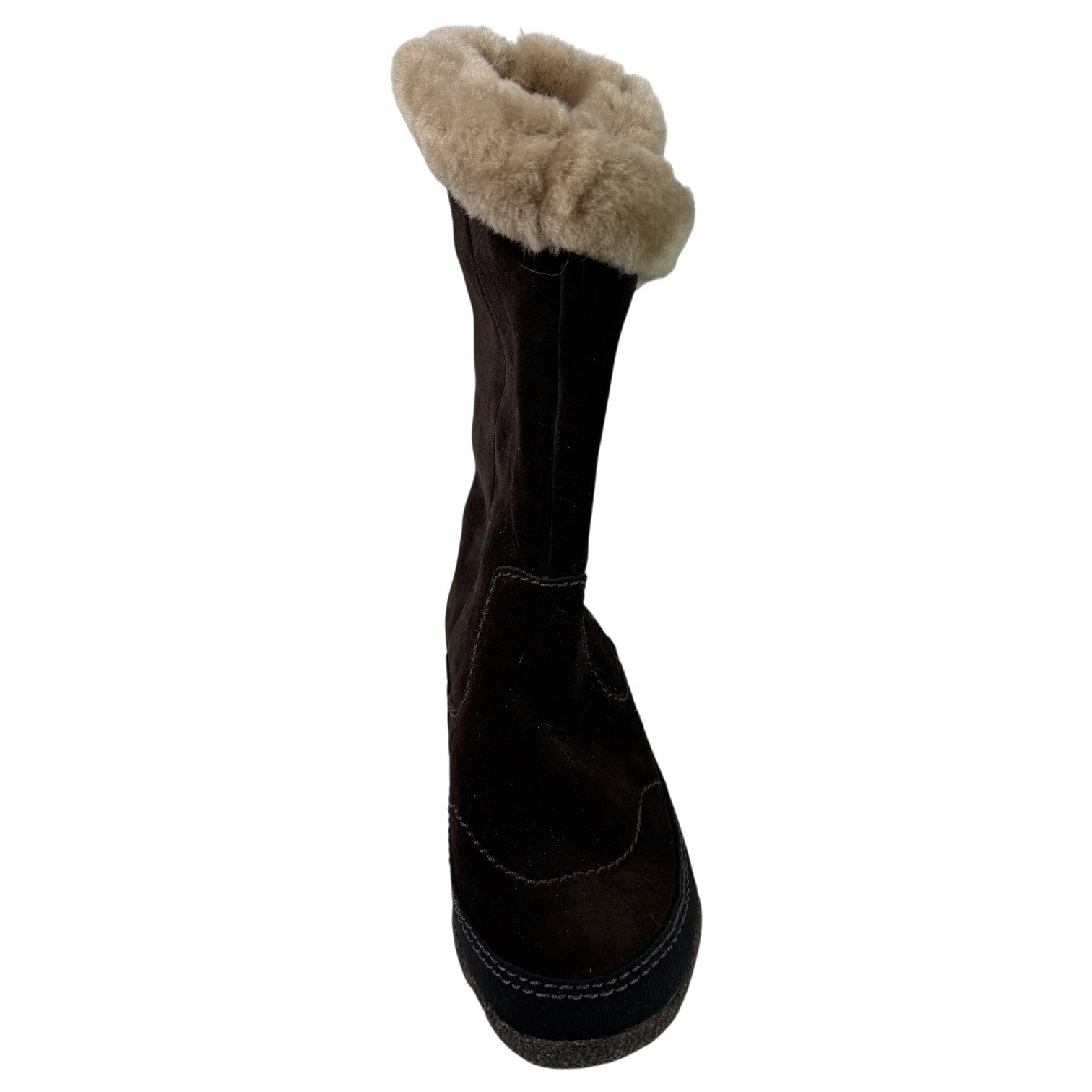 Clarks Womens Novice Moon Winter Boots Suede Shearling Mid-Calf Brown Size 7