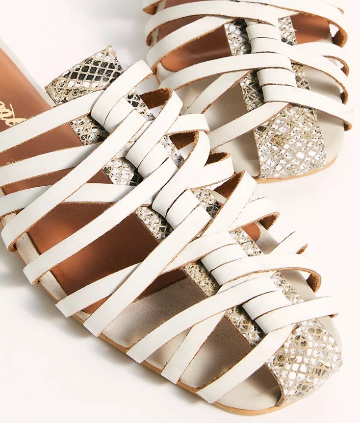 Free People Odette Woven Python Leather Fisherman Sandals Flat Mules 41 10-10.5