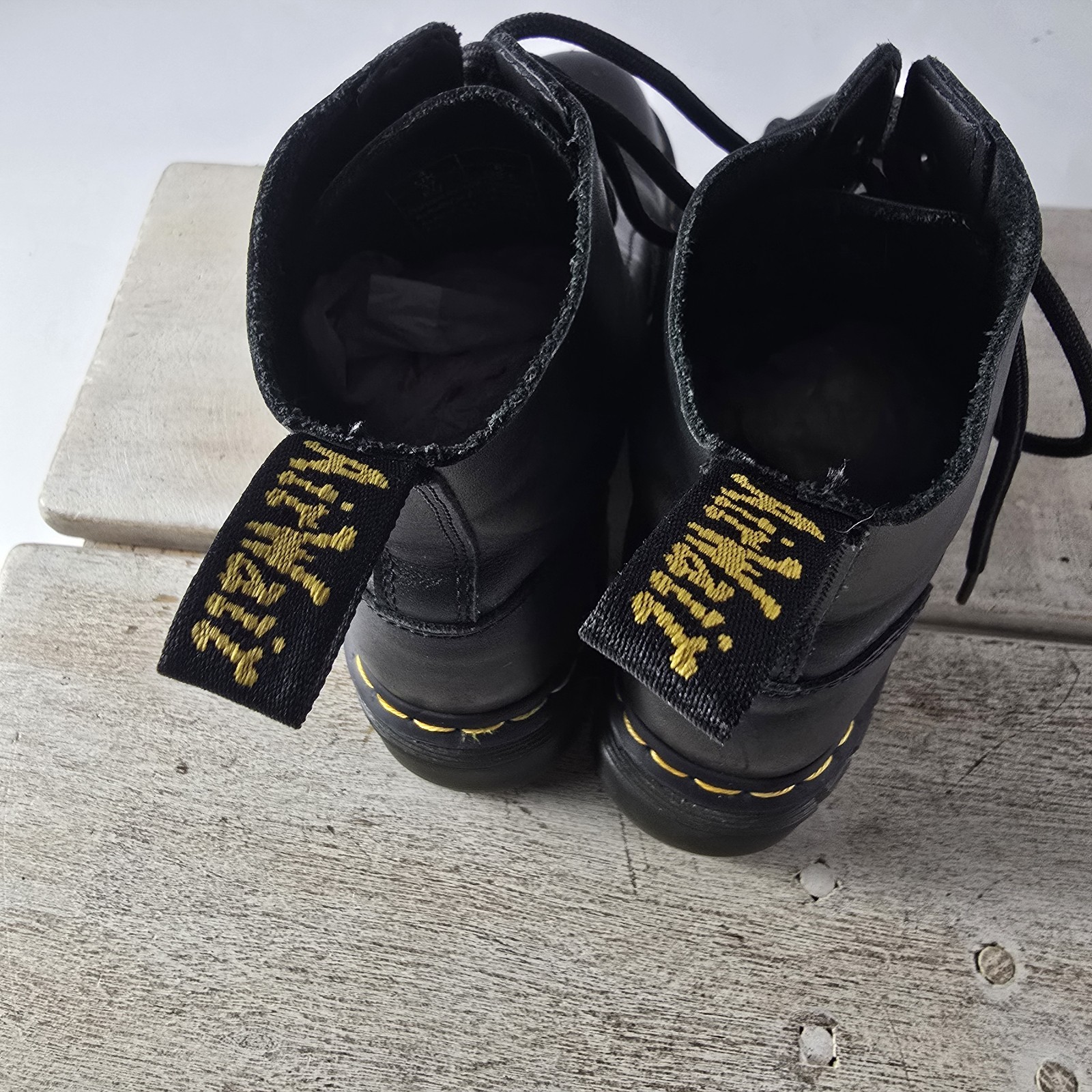 Dr Doc Martens Audrick Black 8-Eye Boots Lace Up Punk Grunge Chunky Womens Sz 6