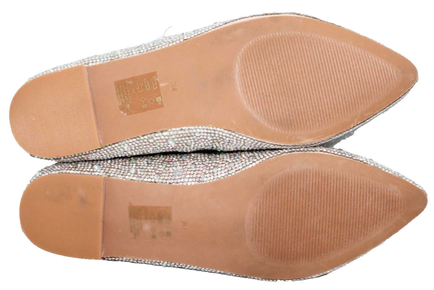 DAVID’S BRIDAL Avie Crystal Iridescent Ballet Flat Women Size 9 Nude Multicolor