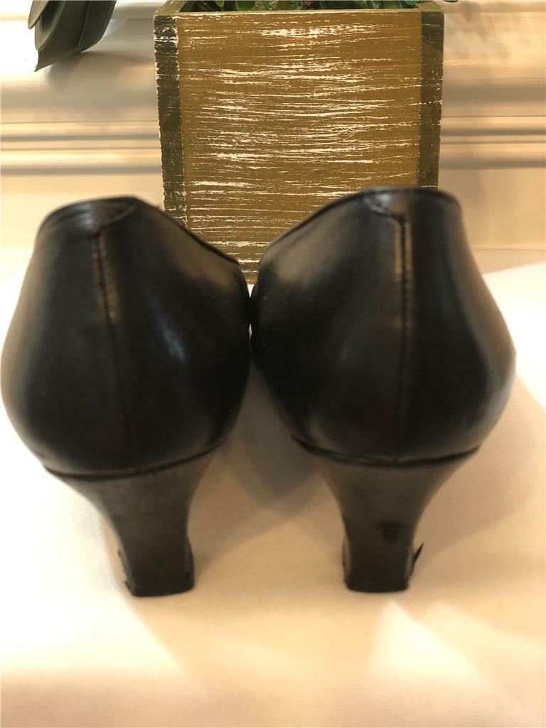 BALLY Italy Soft Black Leather Nappa Flex Semi Round Toes Pumps Sz 8N
