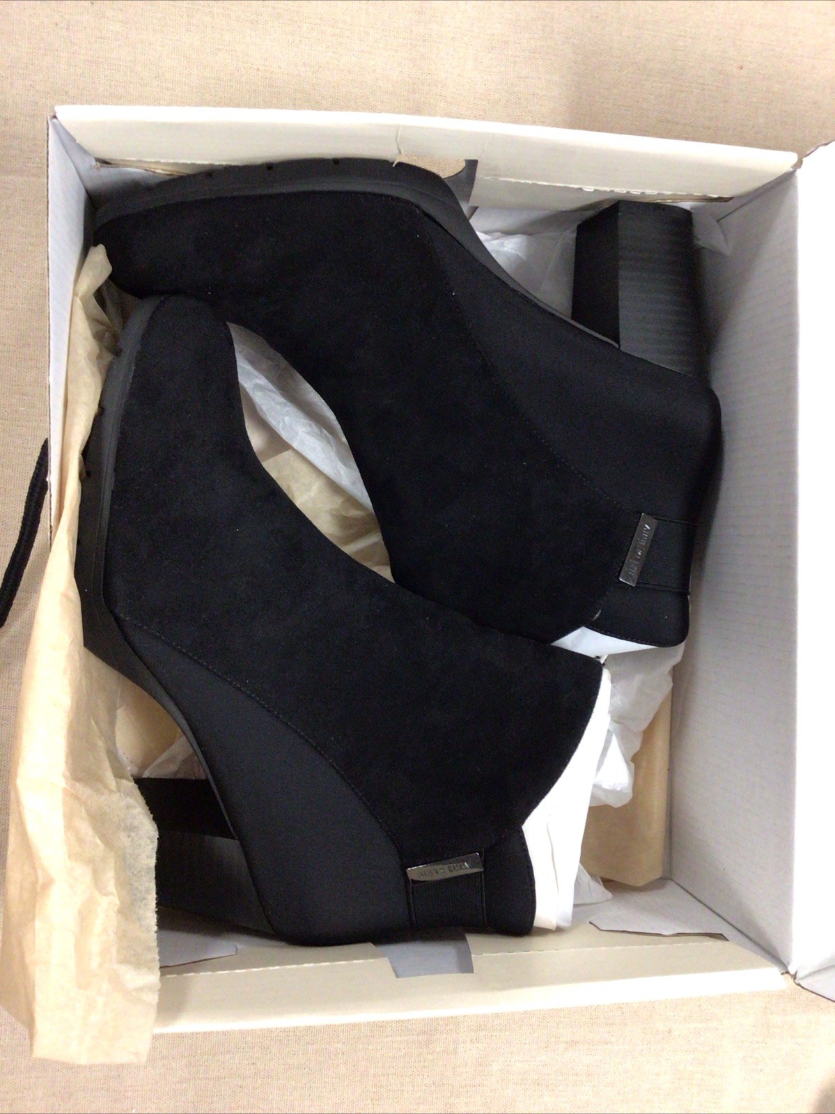 Anne Klein Womens Rina Microfiber Dressy Ankle Boots Black 9.5 Medium (B,M)