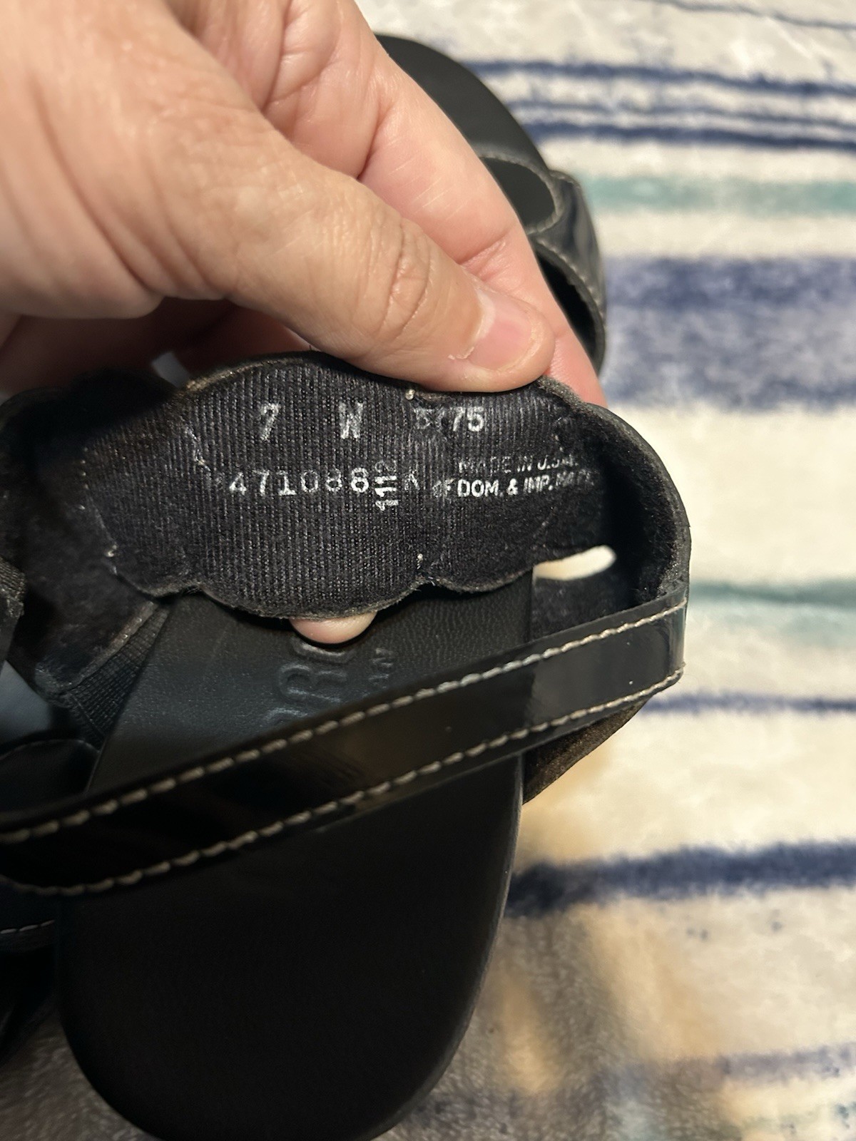 Munro Solar Eclipse Black Patent/Black Slingback Heel Sandals Size 7W