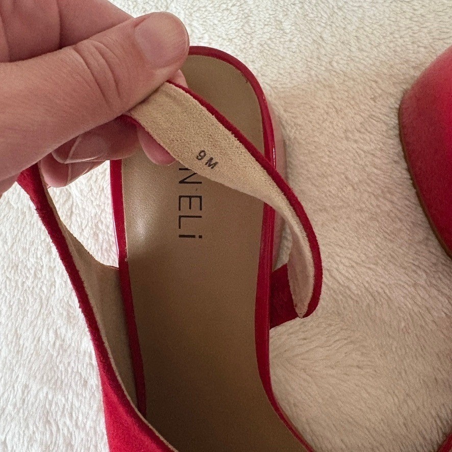 Van Eli Molke Suede Sandals Women’s 9M Red Block Heel Square Toe Slingback