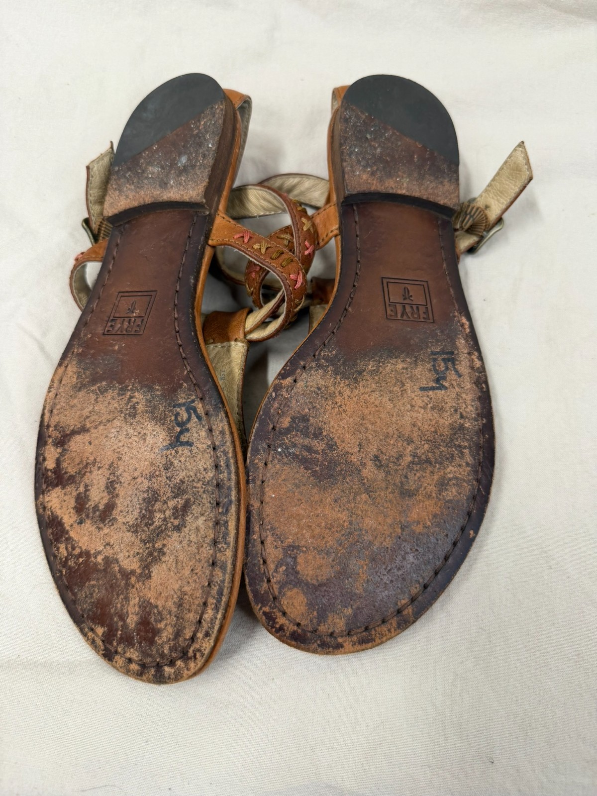 Frye Carson Boho Thong Huarache sandals featuring colorful stitched details