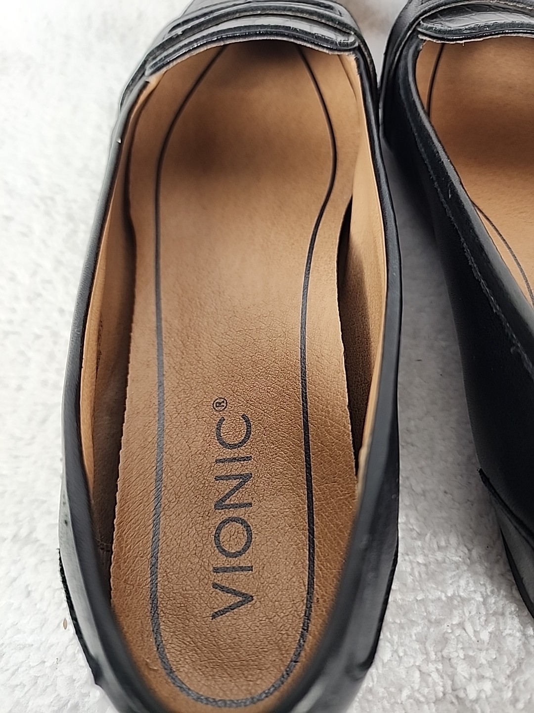 Vionic Savannah Flat Loafer Casual Shoes WOMENS 7.5 Black Alligator Look Leather
