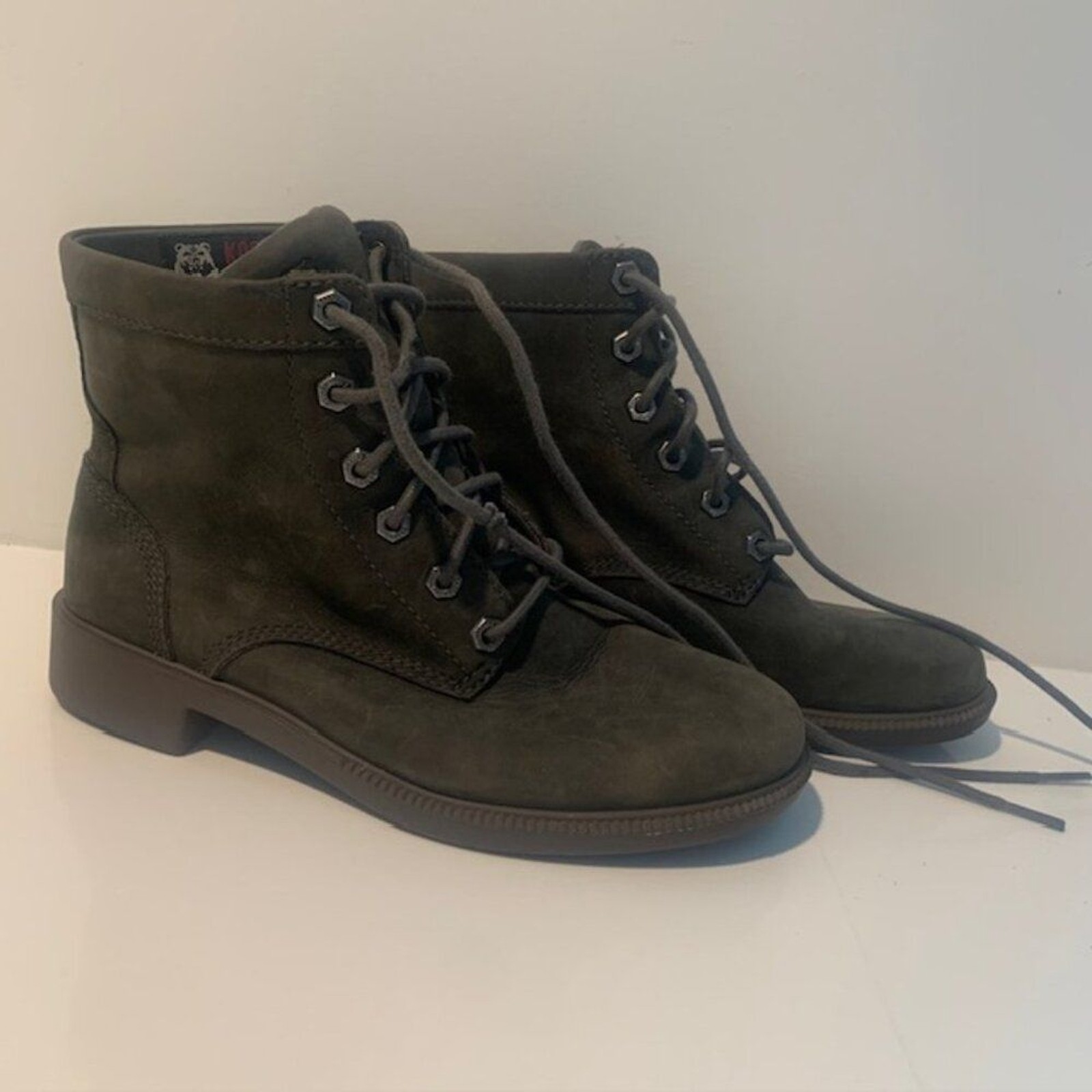 Kodiak All Season Waterproof Olive Green Leather Lace-Up Ankle Boots – Size 6.5