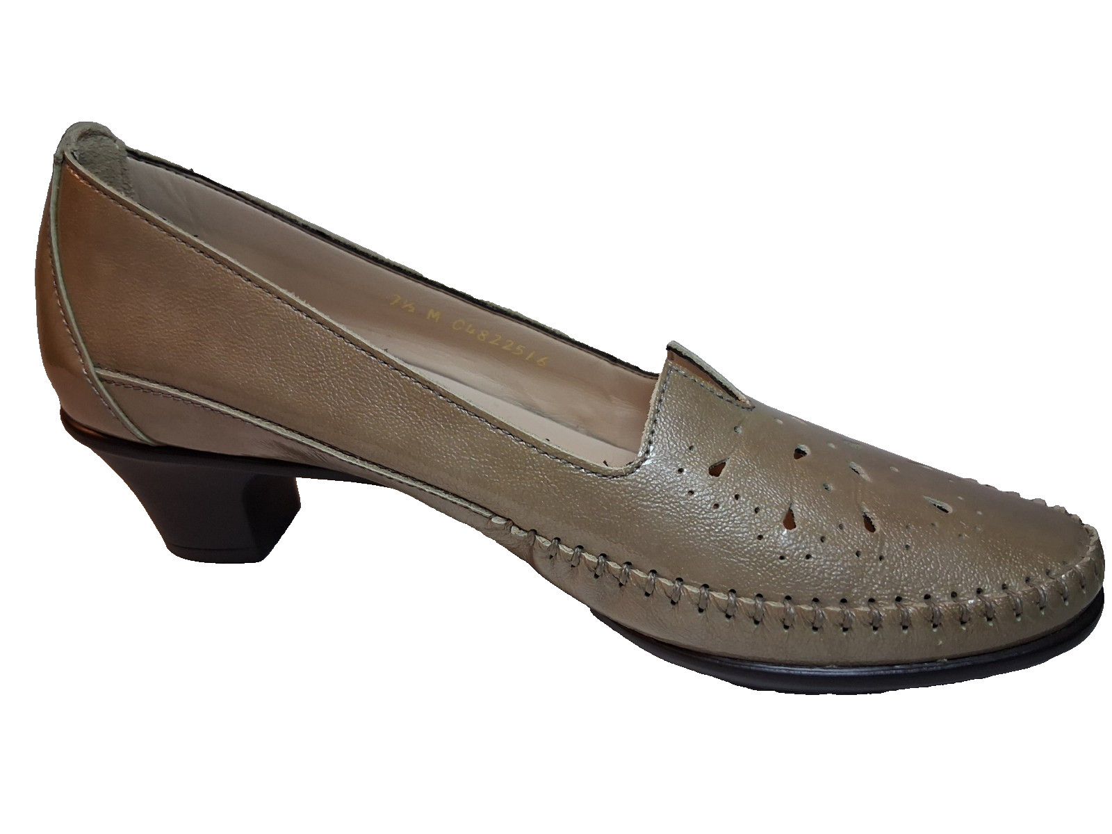SAS Sonyo Slip On Heel Patent Leather Tan Beige Pumps Shoes sz 7.5 M Excellent