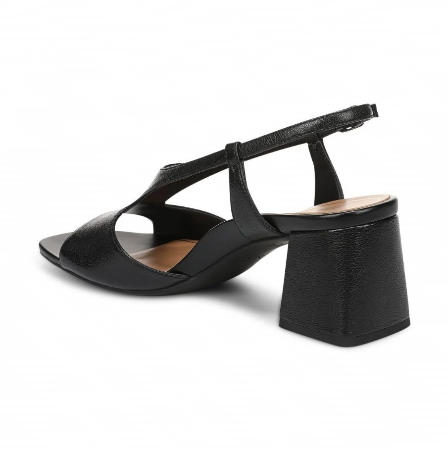 VIONIC Women Raquel Heeled Sandal, Black Leather (NEW)