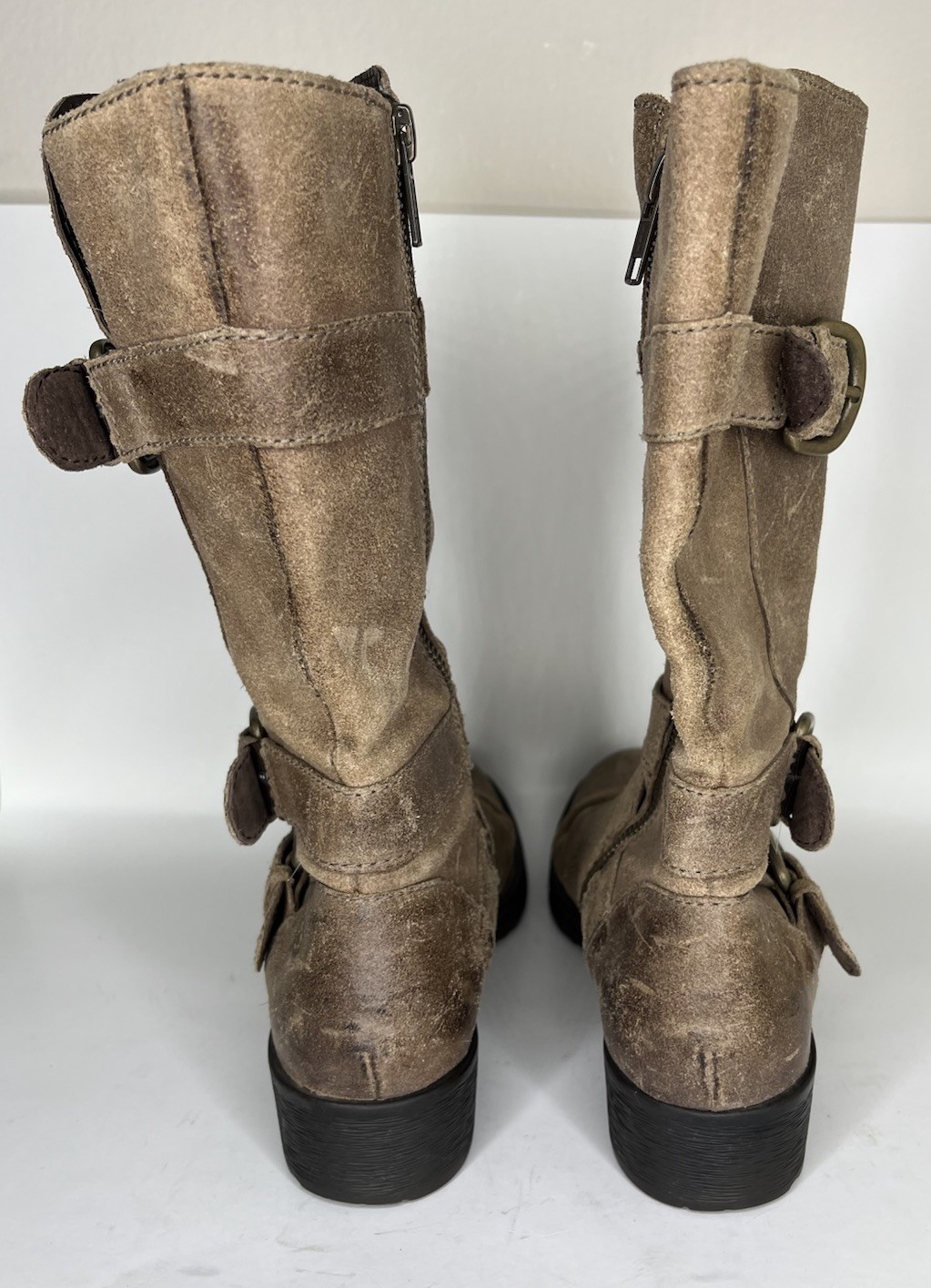 Born Riding Boots Women Size 7.5M Brown Leather Straps Buckle