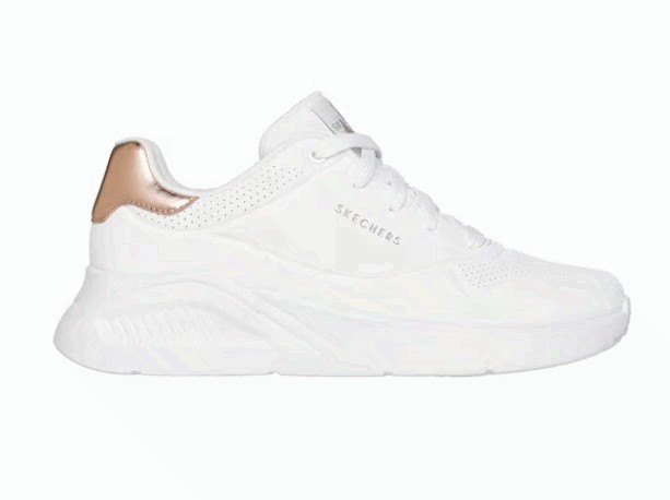 Skechers Women’s Street UNO LITE – SHIMMER ALONG WHITE- size MEDIUM