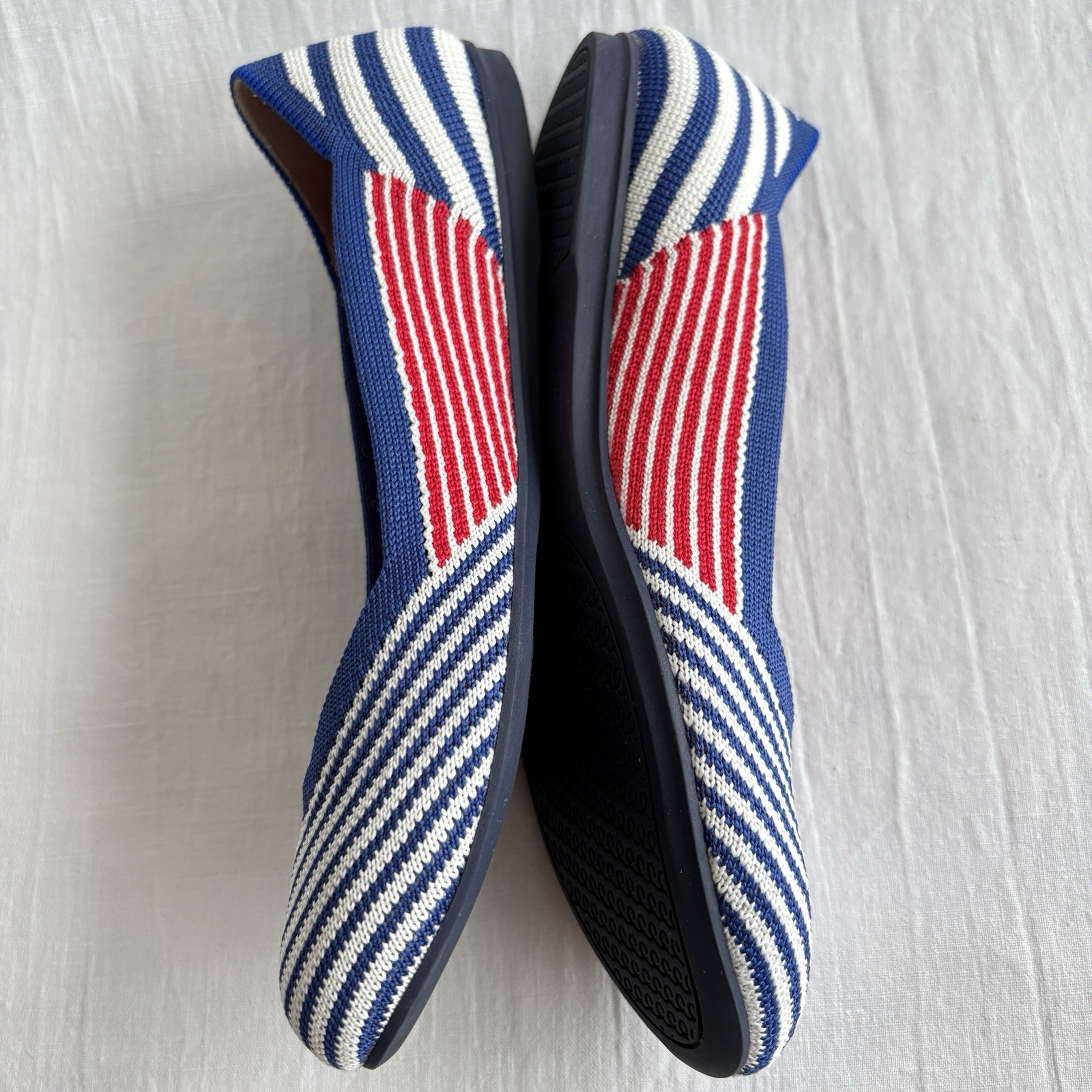 Rothy’s Mixed Stripe Blue Red Pink White Women Size W6 Rare Retired