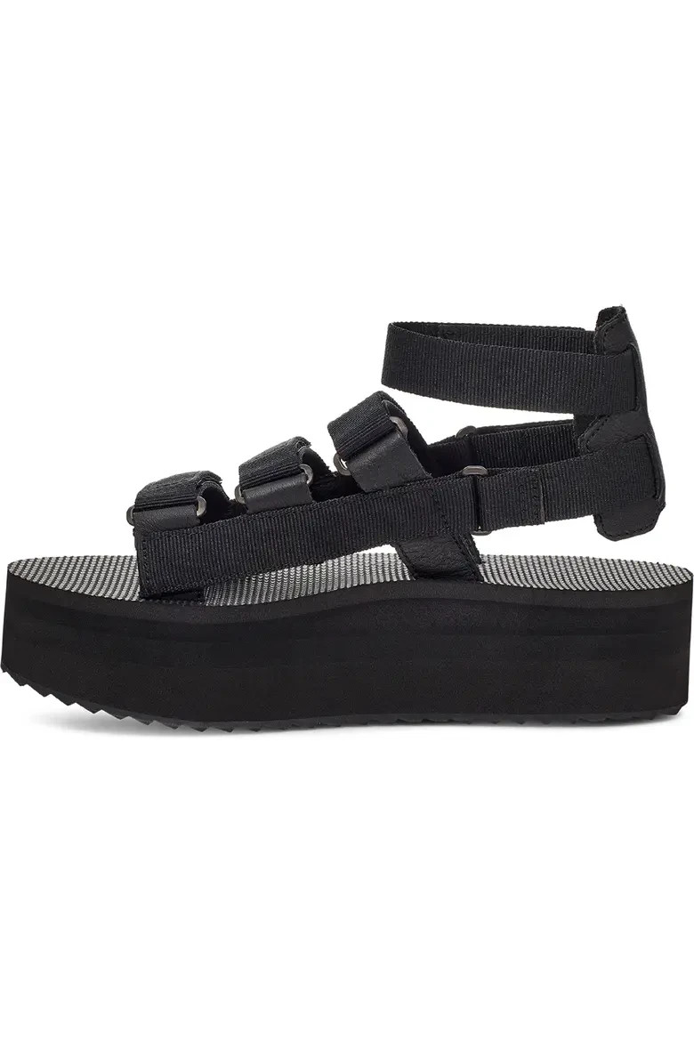 Teva Mevia Strappy Platform Sandals Black Textile Women’s Size 7 Medium