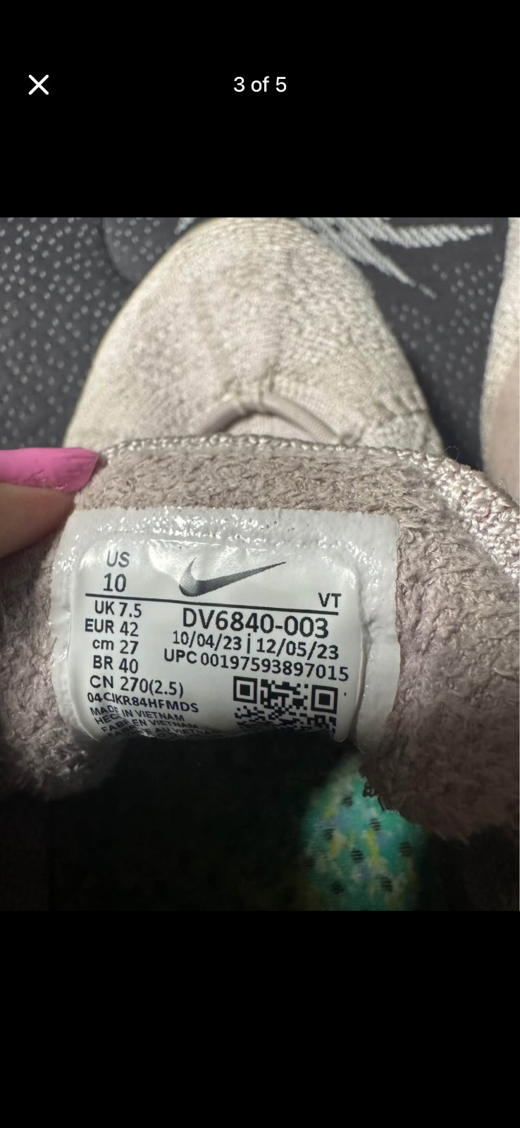 women’s nike vapormax size 10