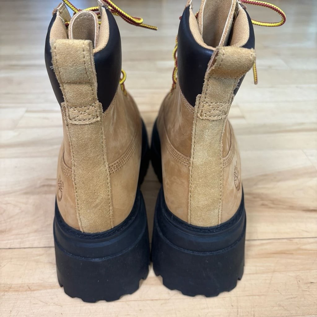 Timberland Women’s Sky 6-Inch Platform Lace-Up Boots in Wheat Nubuck