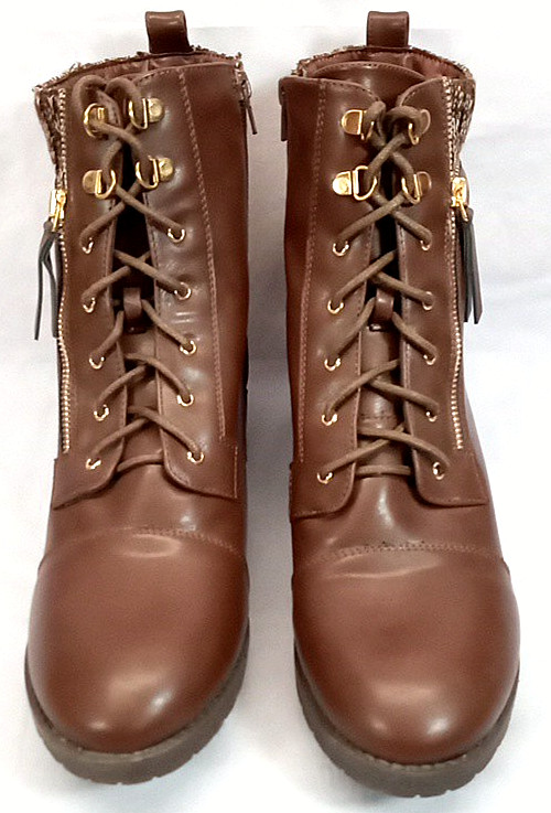 Cloudwalkers by Avenue Women’s 13 Rita Boots Brown Inner Zip & Lace Up 2″ Heel