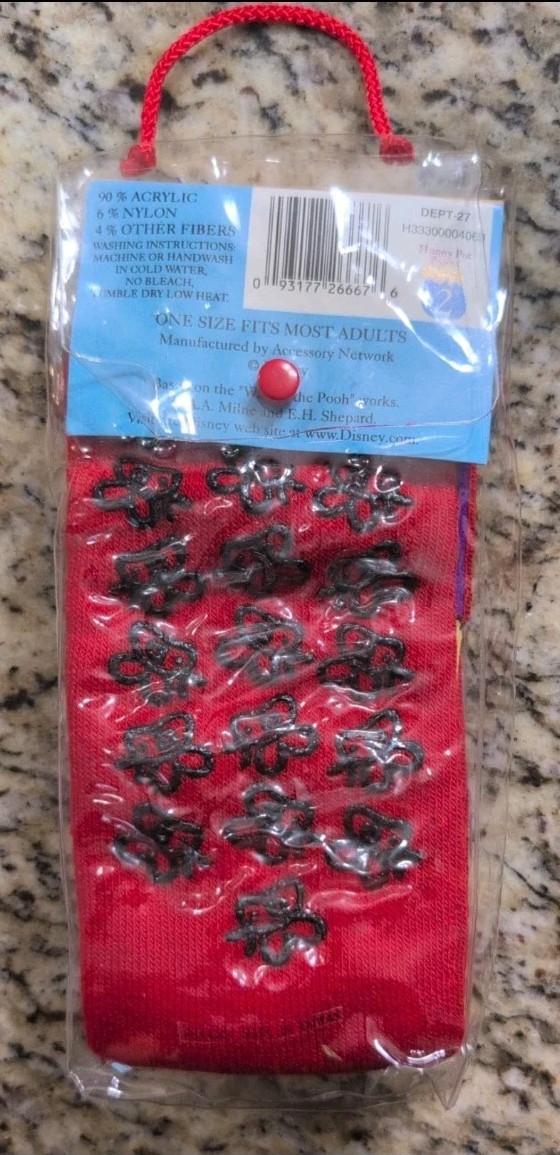 Vintage Winnie the Pooh Slipper Socks Gripper Sole New in Bag 90s Disney…