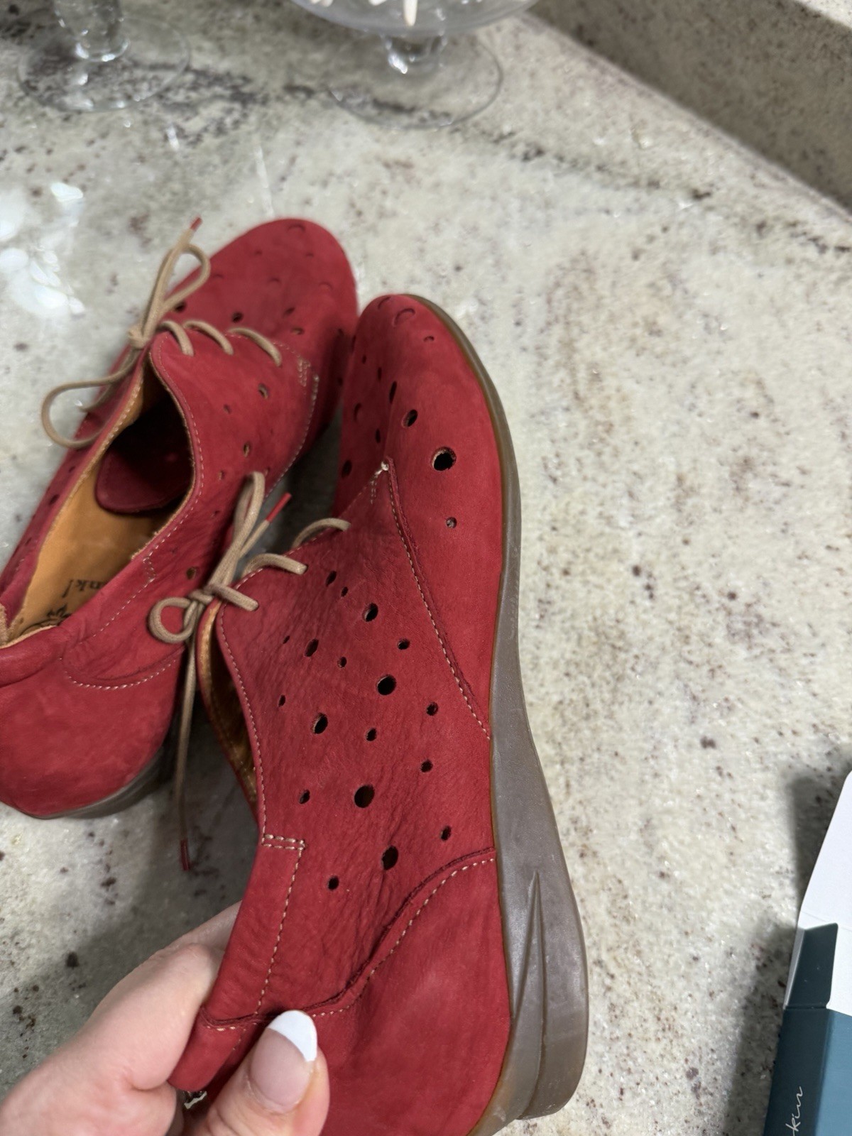 Think! Preforated Red Ballerinas Freizeit 39