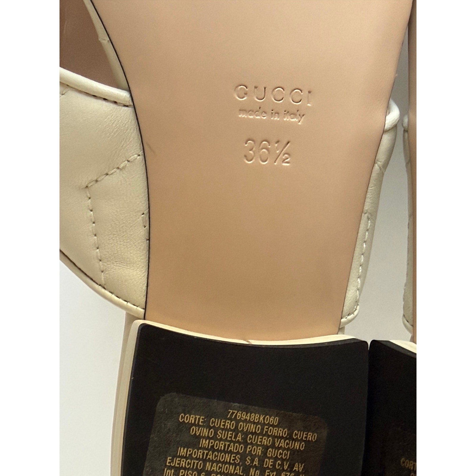 Gucci GG Marmont Padded White Leather Thong Sandals 6.5 US (36.5 Eu) 776948 NIB