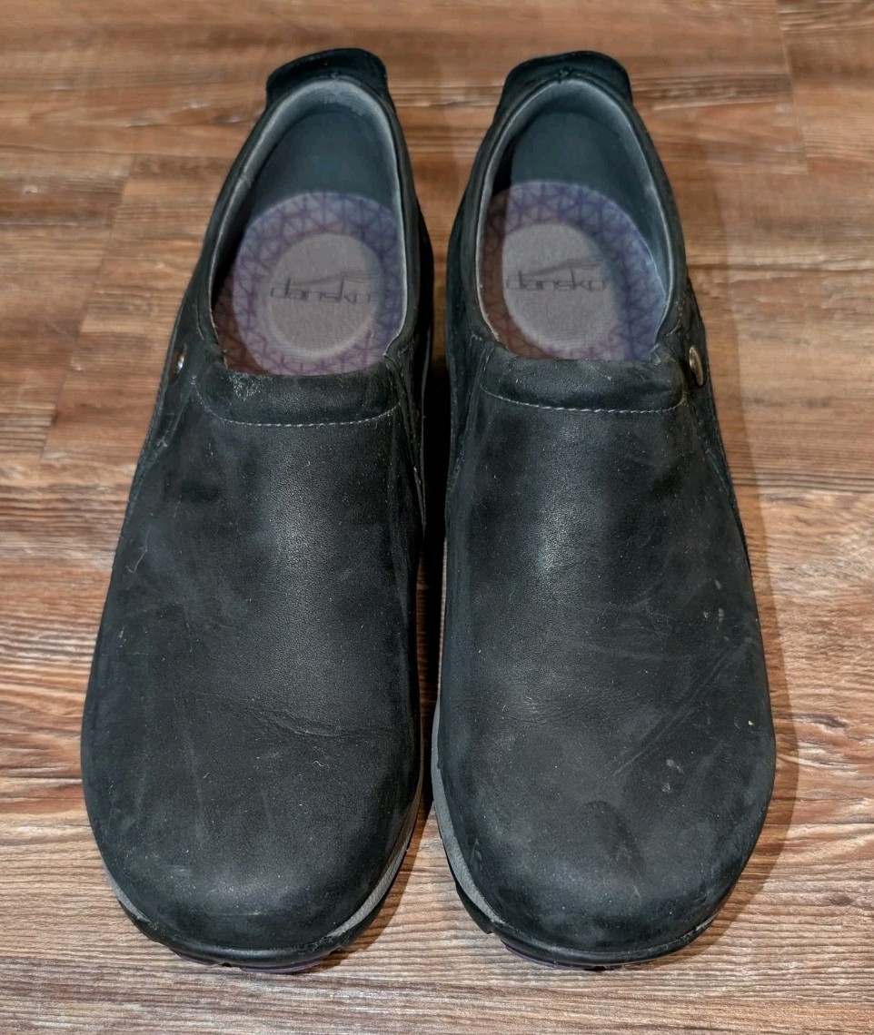 Dansko Patti womens black suede slip on mule clogs size EU 40 US 9.5 10