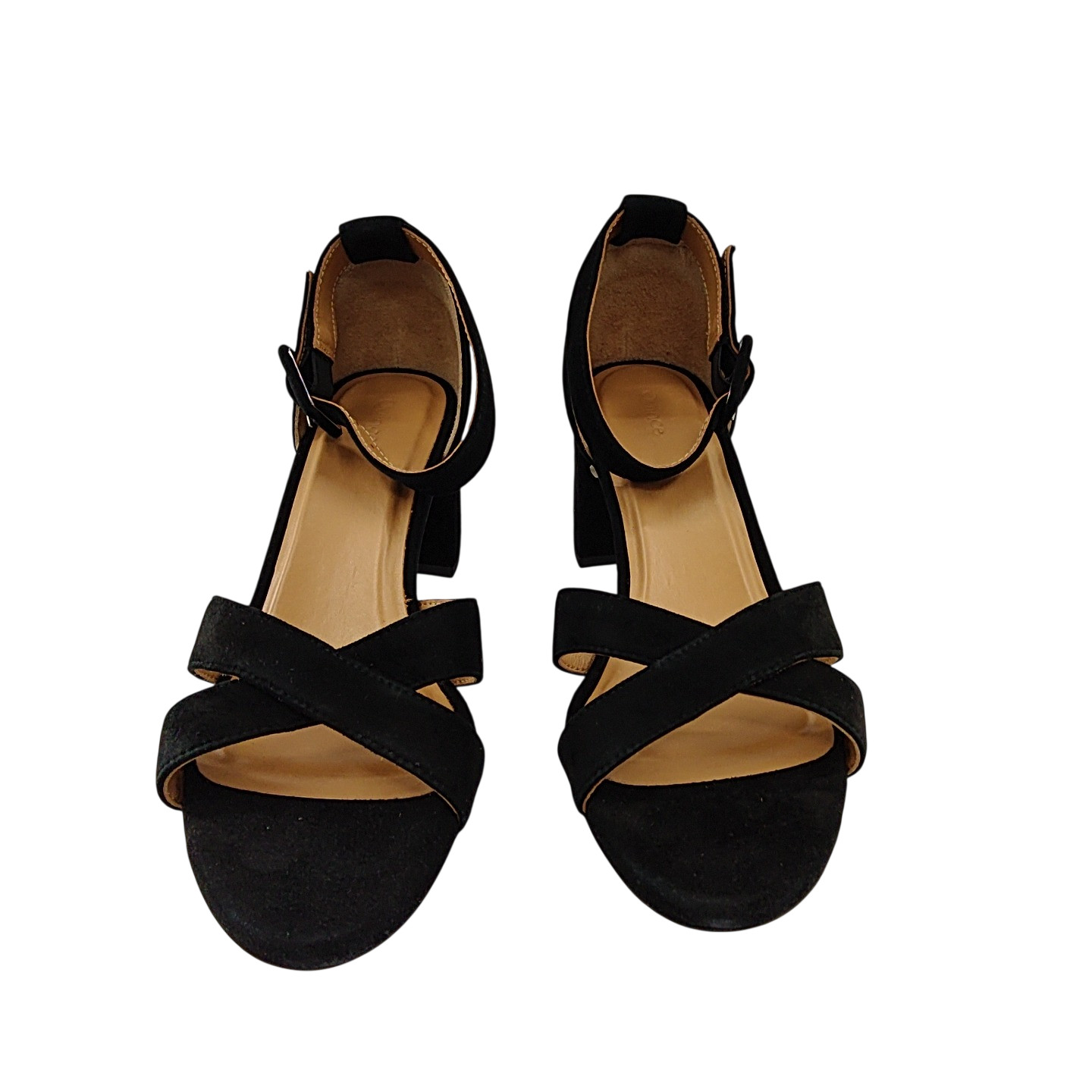 Quince Women Italian Leather Crisscross Block Heel Sandal Black Suede 8
