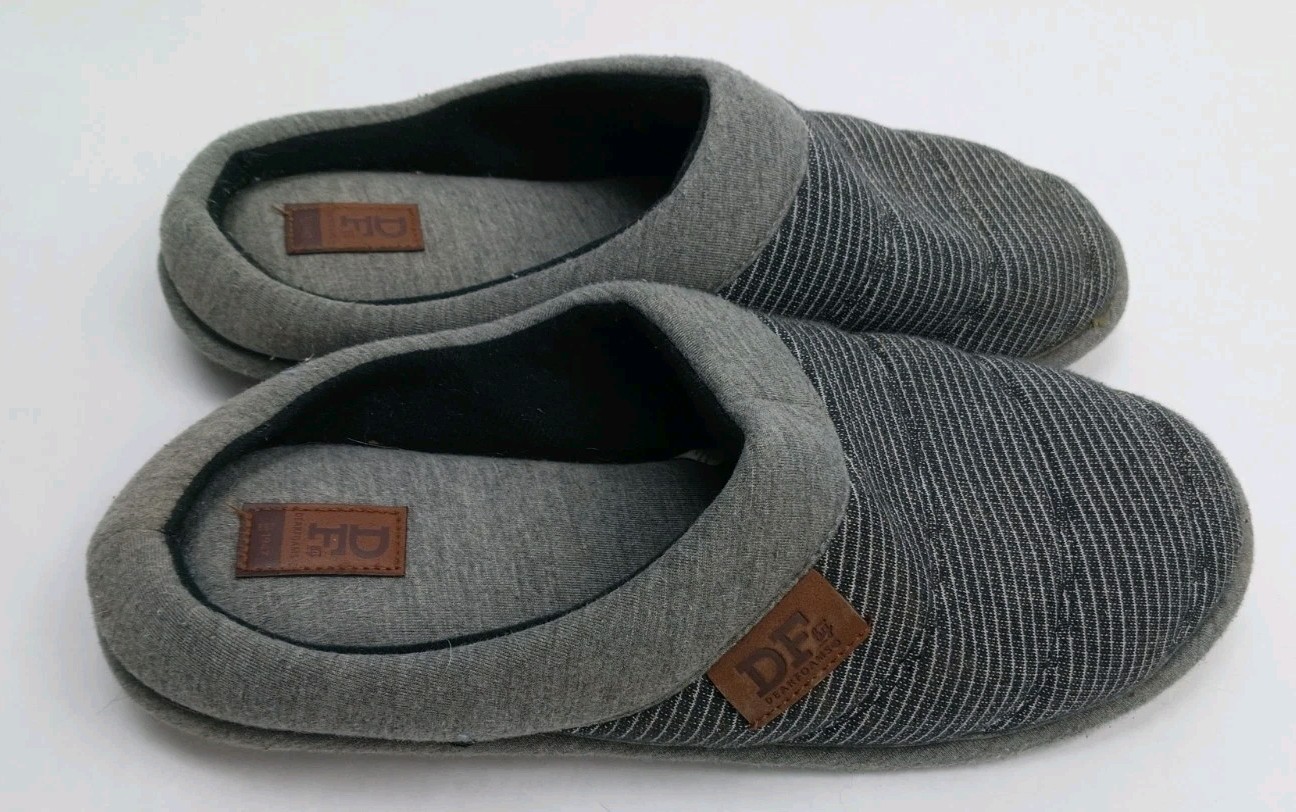 DF by Dearfoams Slide Scuff Slipper with Memory Foam Gray Black Size M 9/10