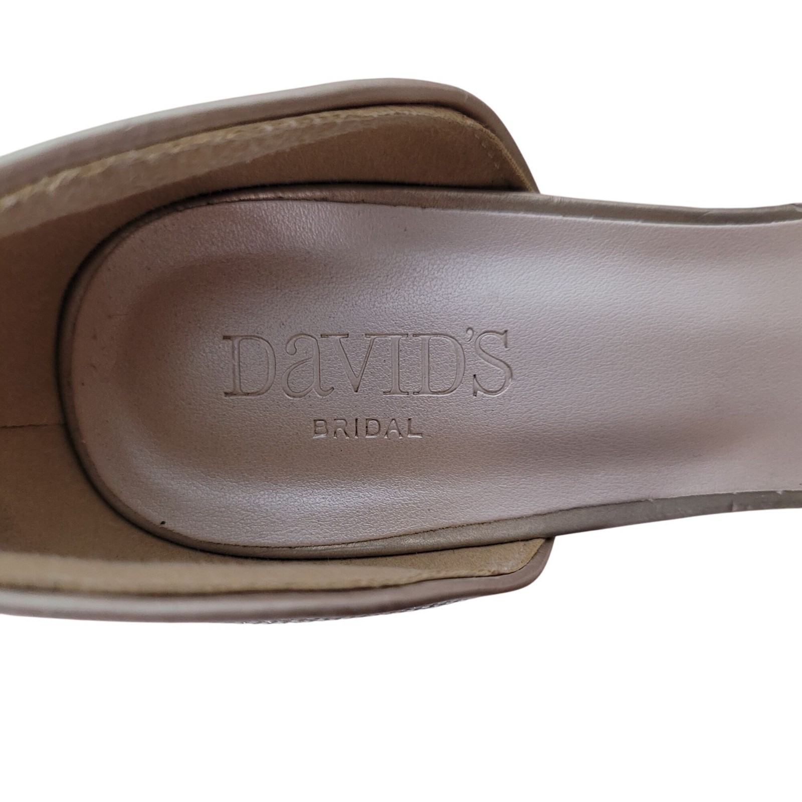 Davids Bridal Champagne Glitter Peep Toe Heels Womens Size 8