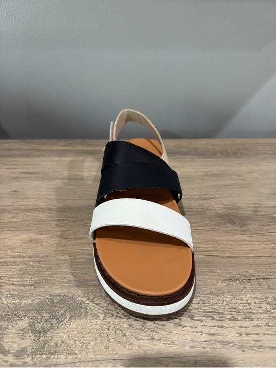 Sperry Black, White & Tan Platform Slingback Sandal