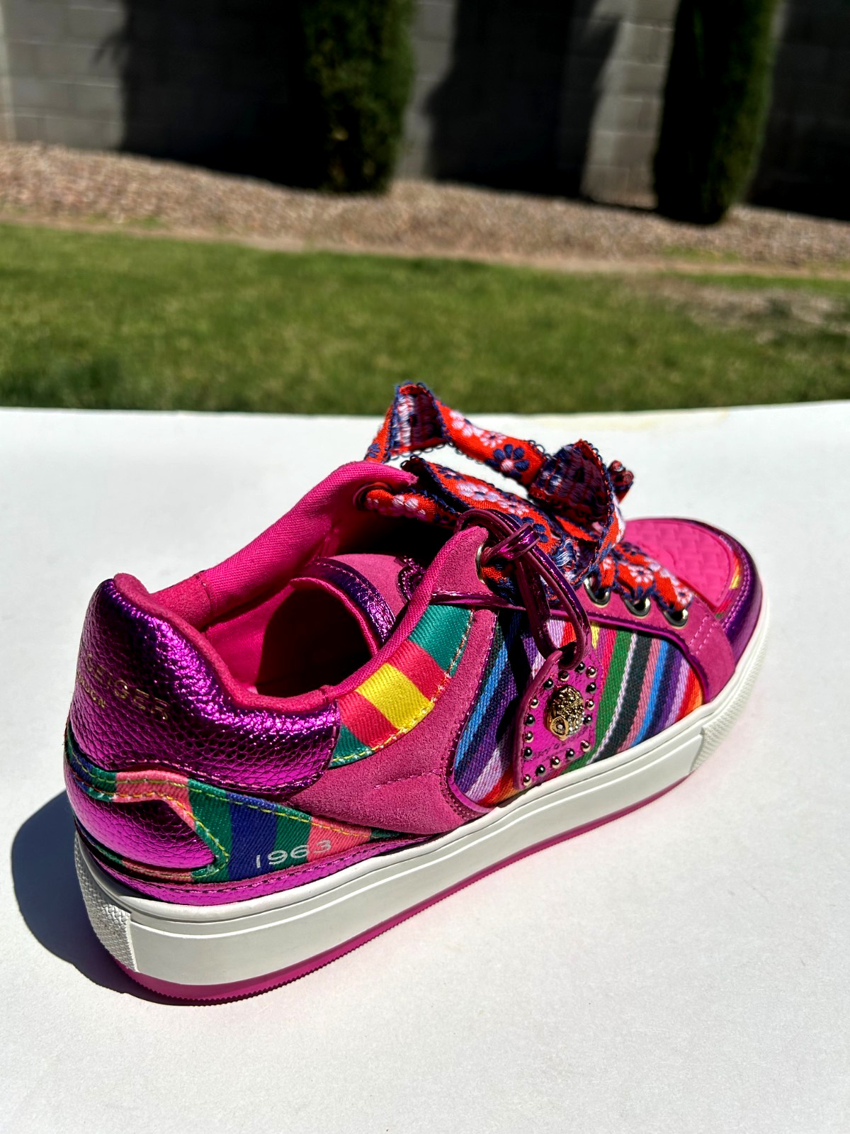 Kurt Geiger London Southbank Tag Platform Sneakers Size 8 EUR 38.5 Pink $235 NEW