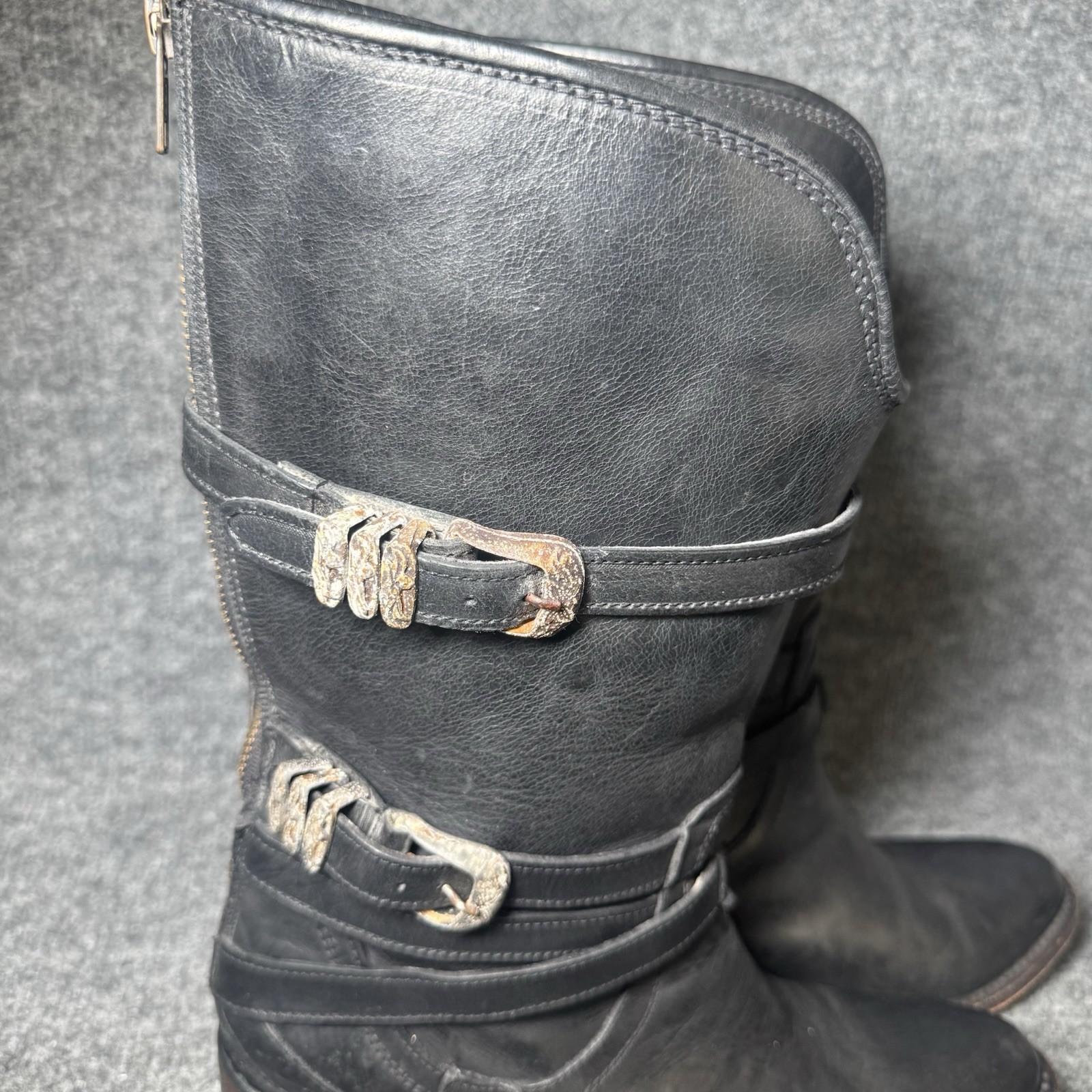 FREEBIRD BY STEVEN Pike Black Boots Women Size 10 Western Buckle Straps