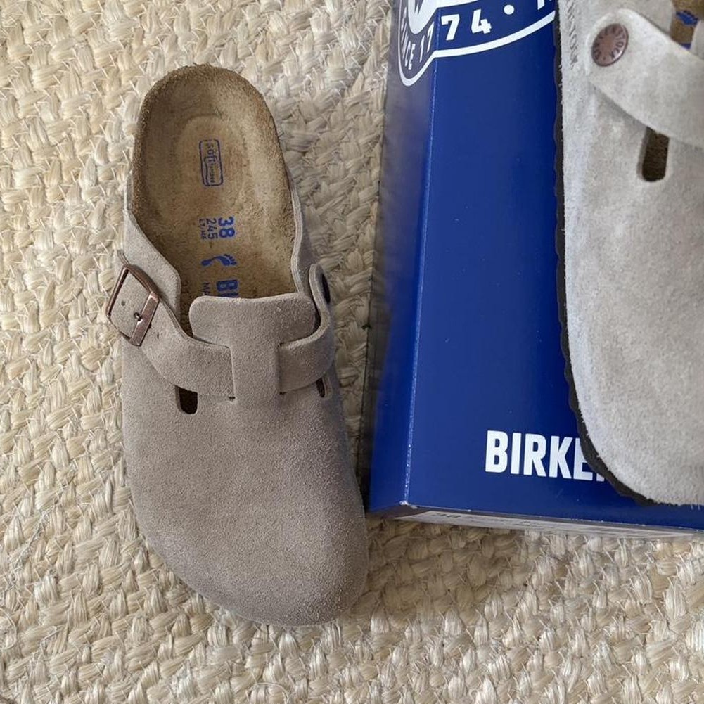 Birkenstock Taupe Boston Soft Footbed Unisex Casual Shoes Select Size