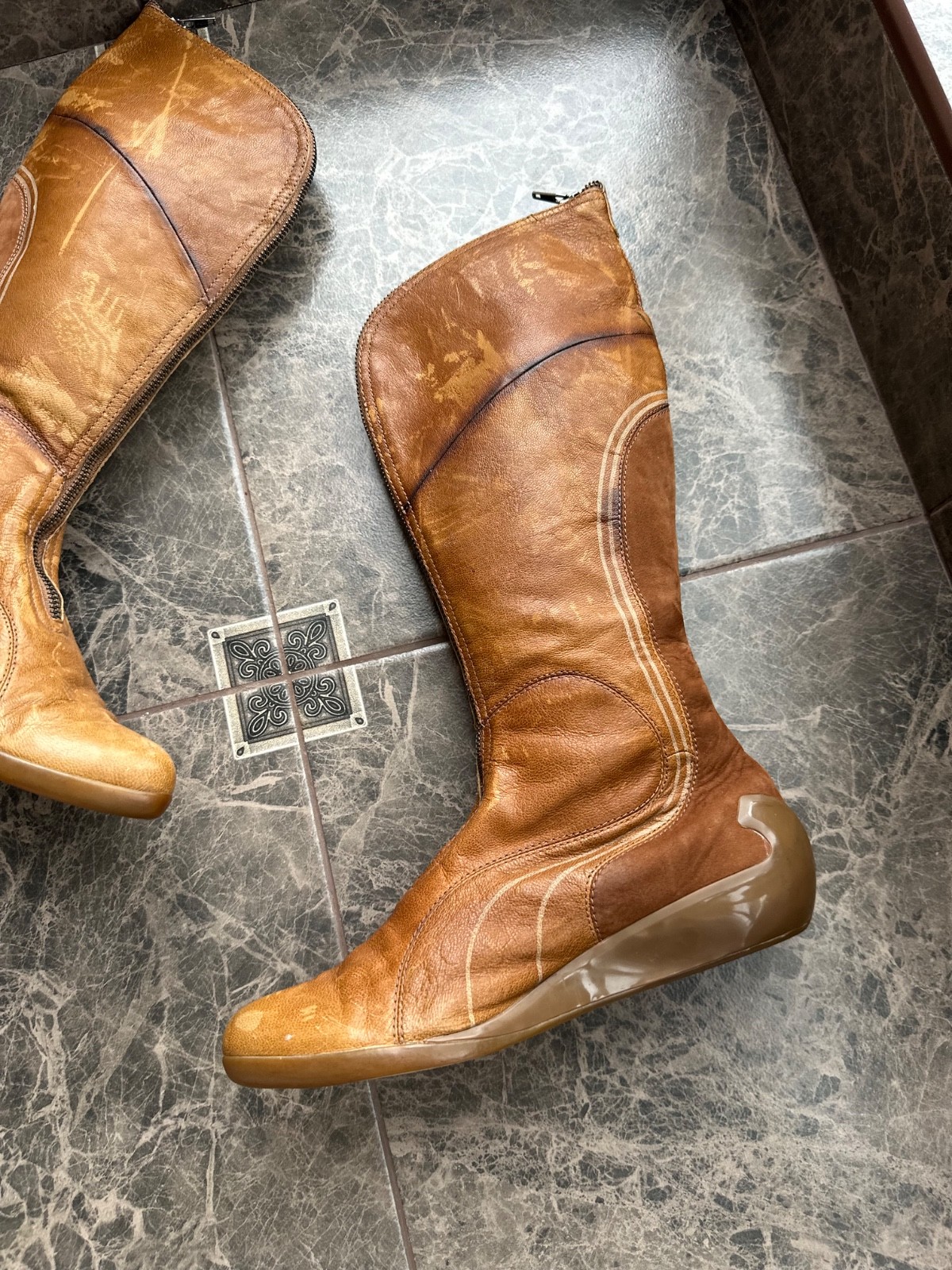 Vintage Puma x Alexander McQueen Leather Knee High Boots EU 37 US 6.5 Sample Rar