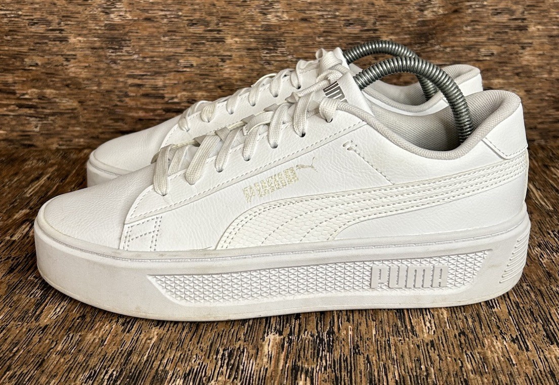 Puma Smash Platform V3 Reptile White Silver Sneakers Shoes Women’s Sz 10