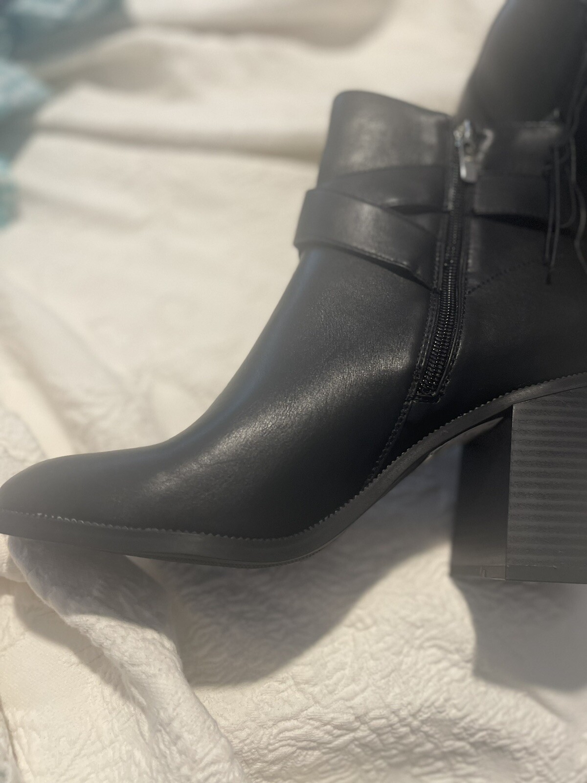 NWT Size 8.5 Black Faux Leather Ankle Boots. No Box. Grunge. Punk Goth