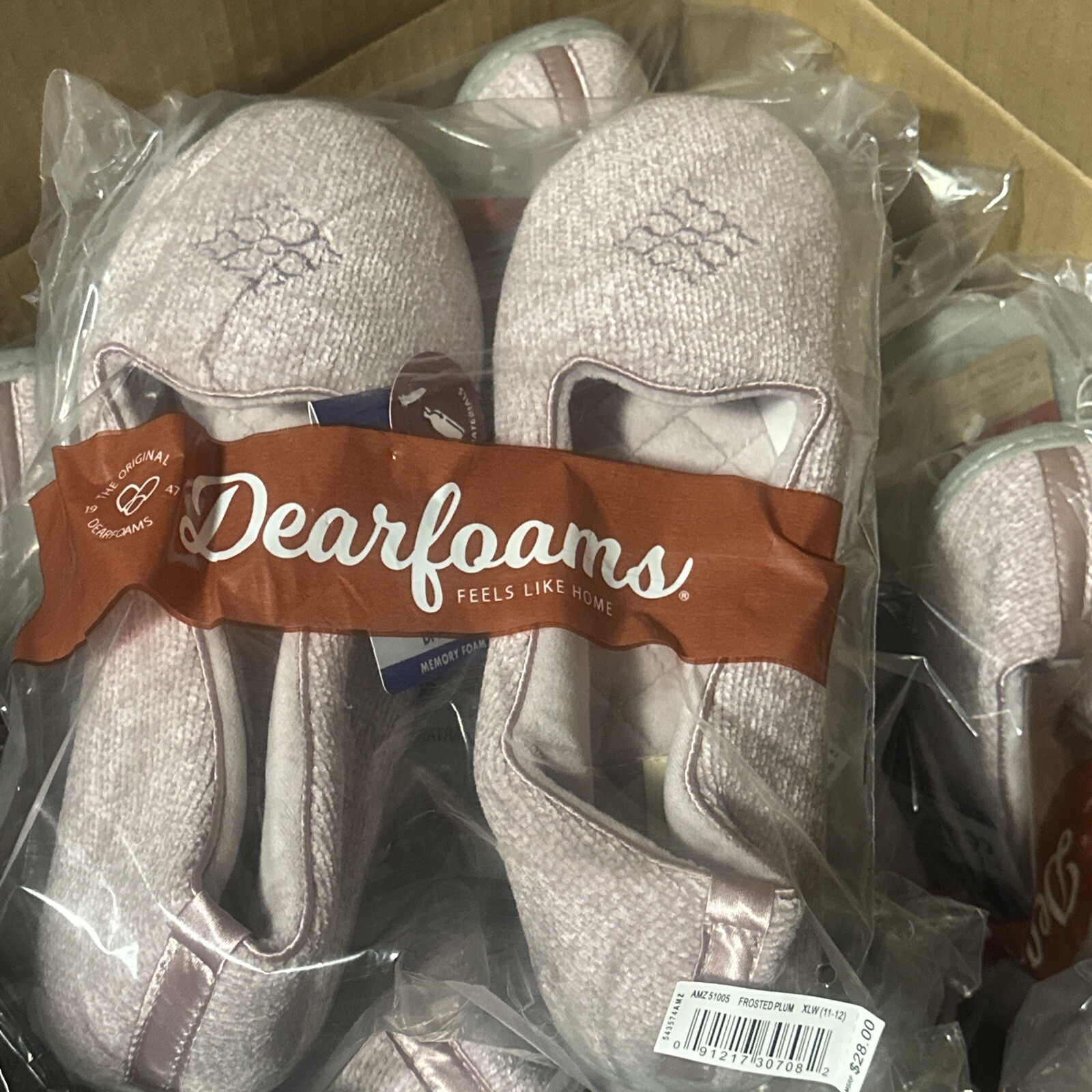 Dearfoams Women’s Chenille Closed Back Slippers Size XLW Frosted Plum