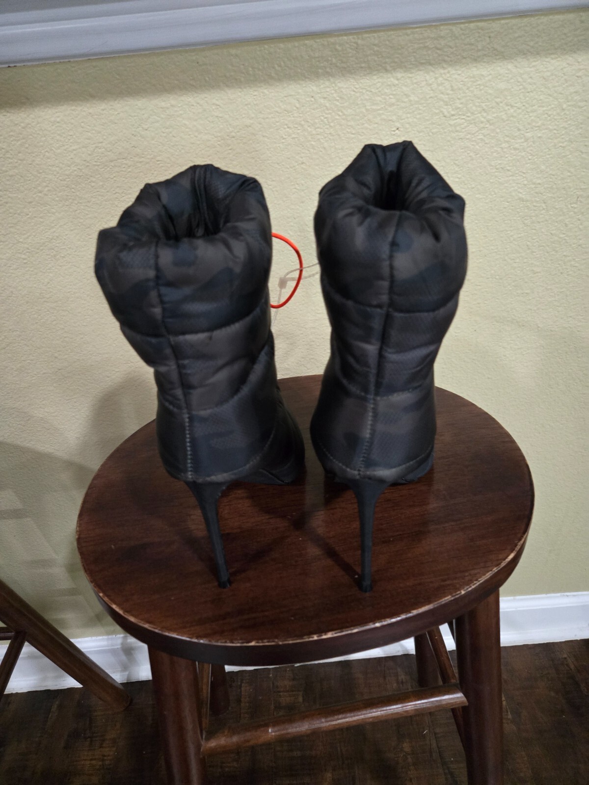 Steve Madden Women’s Camaflouge Stiletto Ankle Boots, Black/Green/Brown,Size 8.5