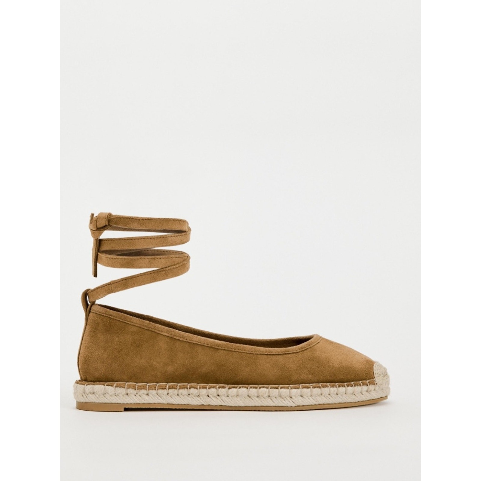 Zara Tan Suede Ankle-Tie Espadrilles
