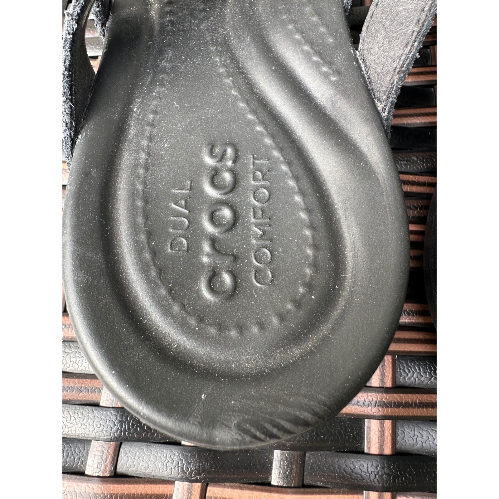 Crocs Monterey Strappy Wedge Sandals Black Dual Comfort Womens Size 10 206304