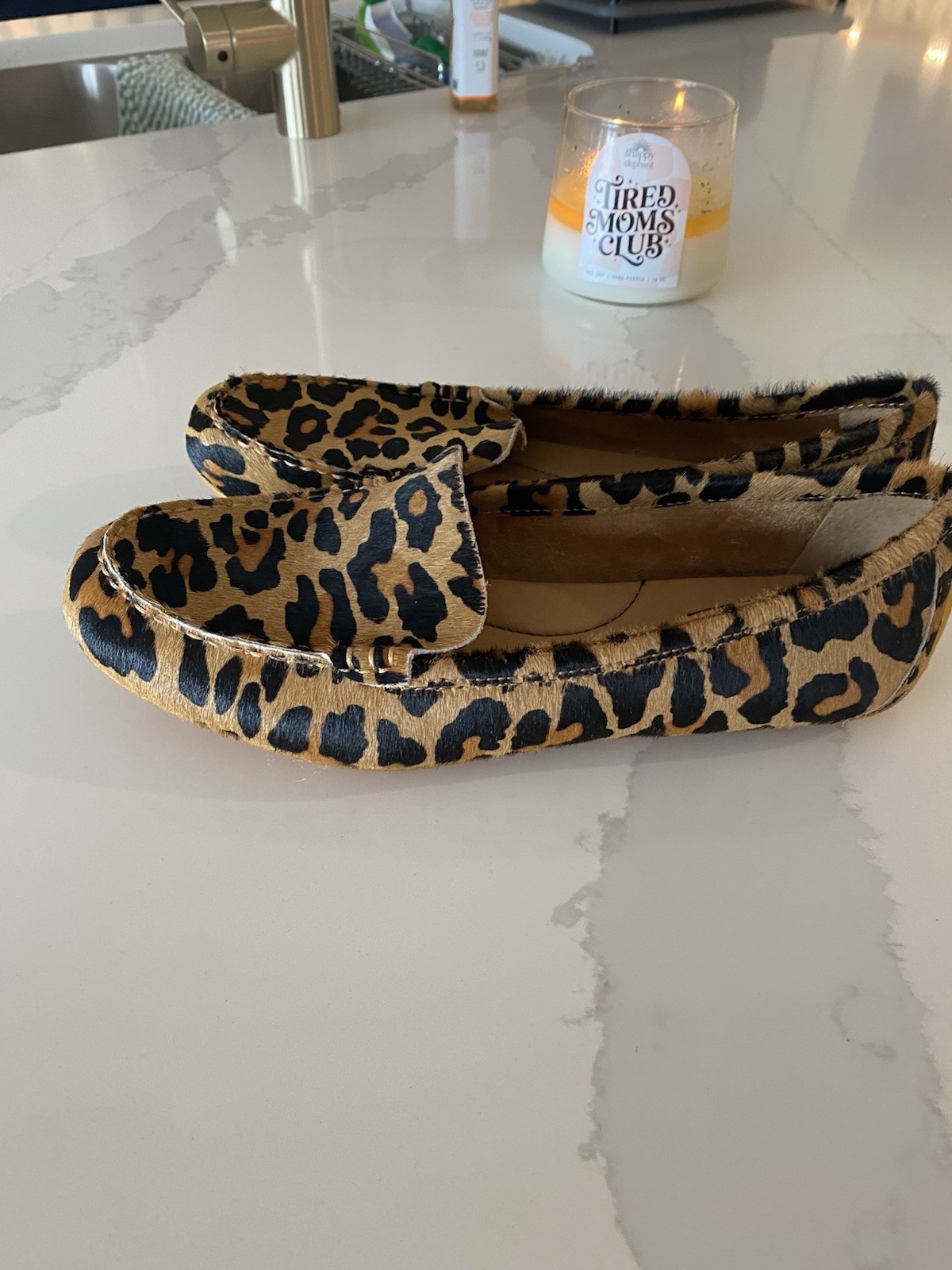 Born Women’s Leopard Animal Print Leather Slip-On Loafer Flats 9 Brown/Black