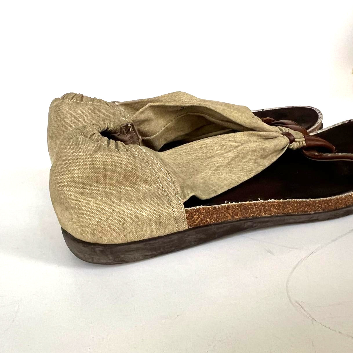 Sansibar Sylt Women’s Canvas & Leather Thong Sandals Shoes Size 37 EU Olive