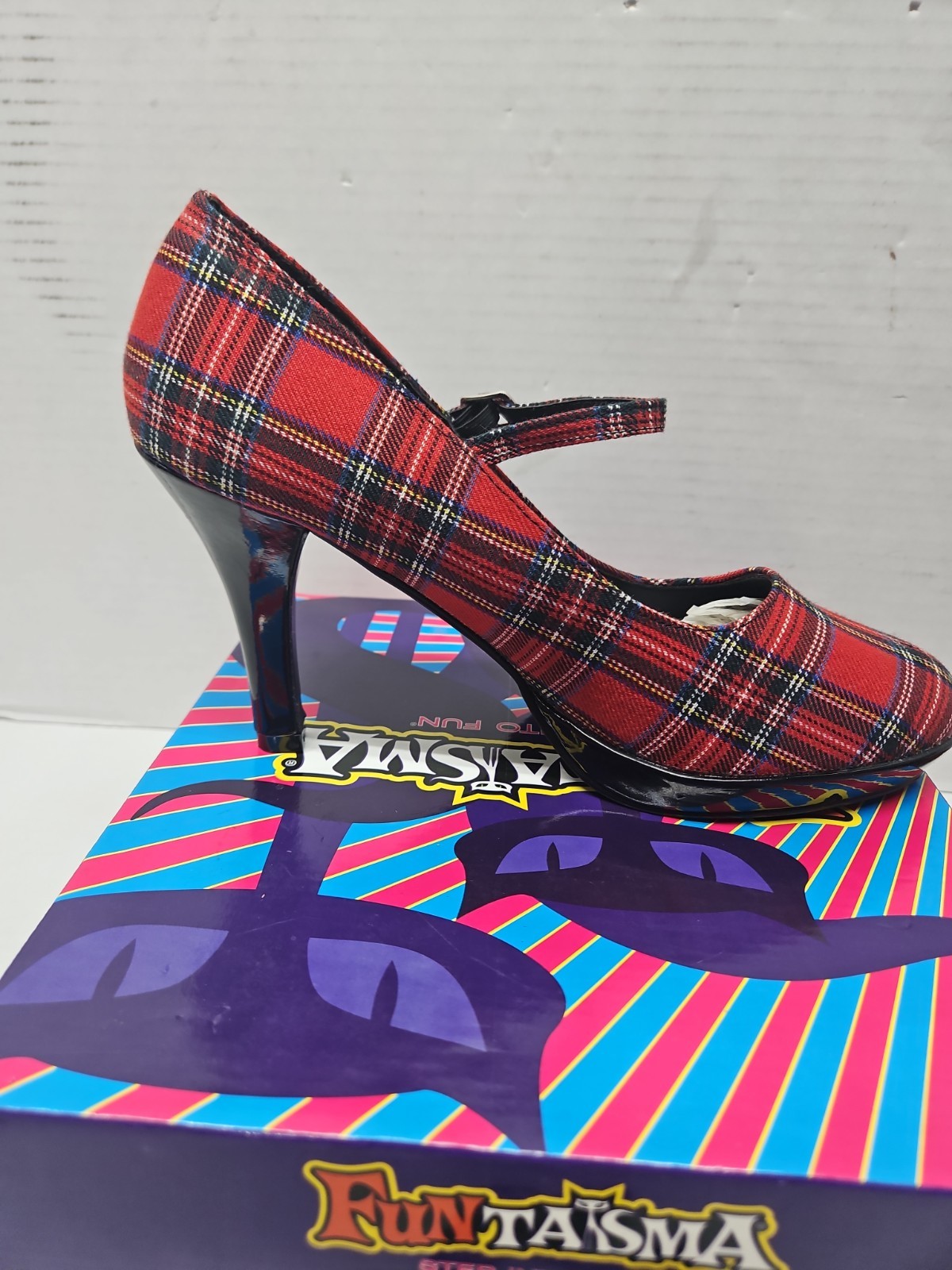 The Funtasma by Pleaser College-04 Pump red plaid New Old STOCK IN BOX Size 11