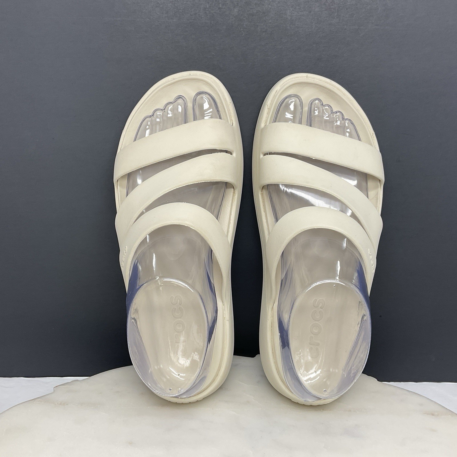 Crocs Getaway Strappy Slide Sandals Womens Size 7 Stucco Comfort Casual