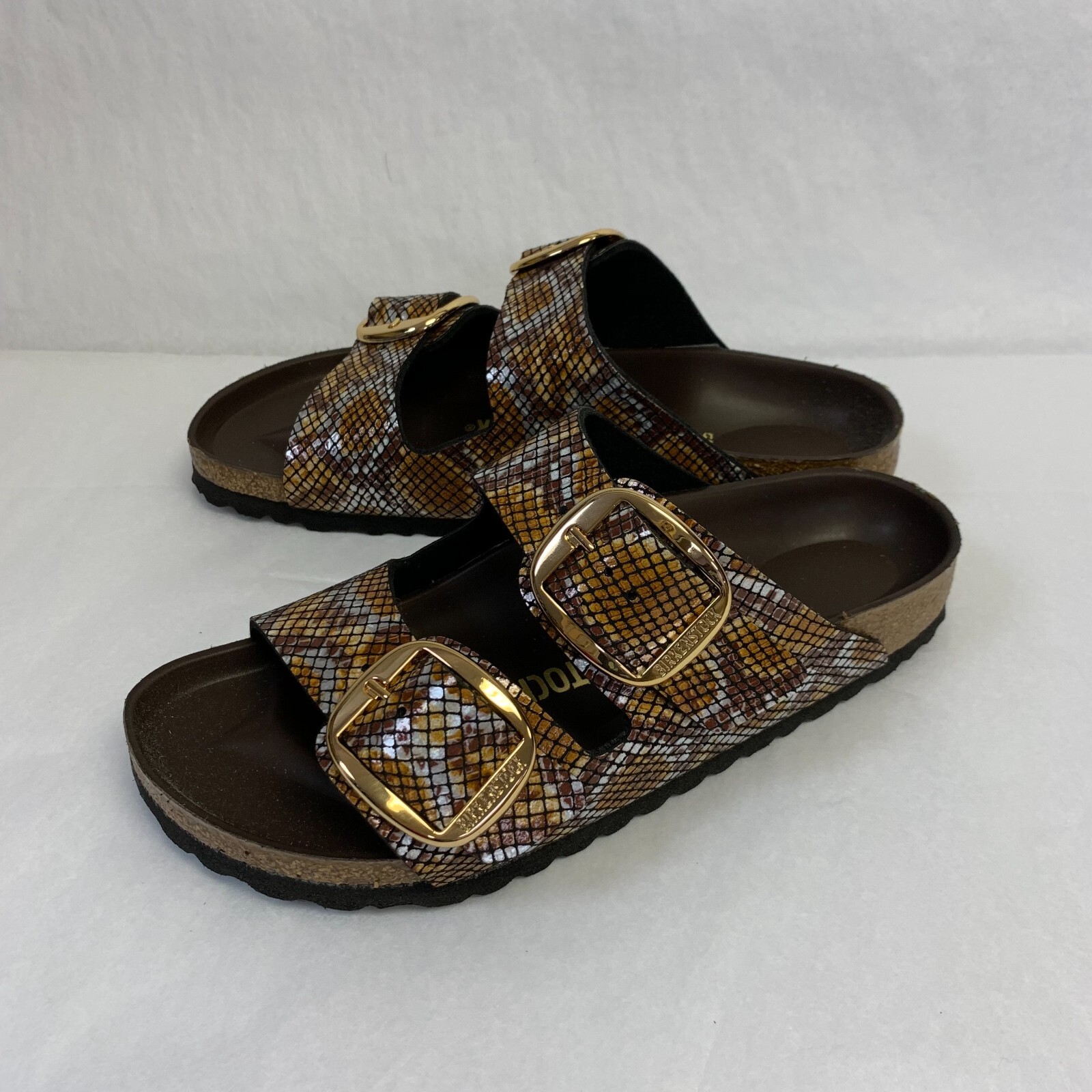 Birkenstock New w/ Box Arizona Big Buckle Python Brown Microfiber N Select Size