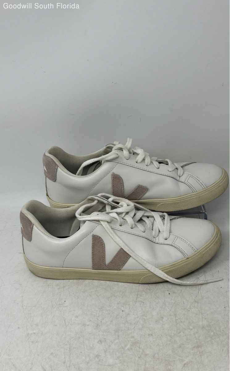 Veja Womens Esplar White Leather Lace-Up Low Top Round Toe Sneaker Shoes Size 8