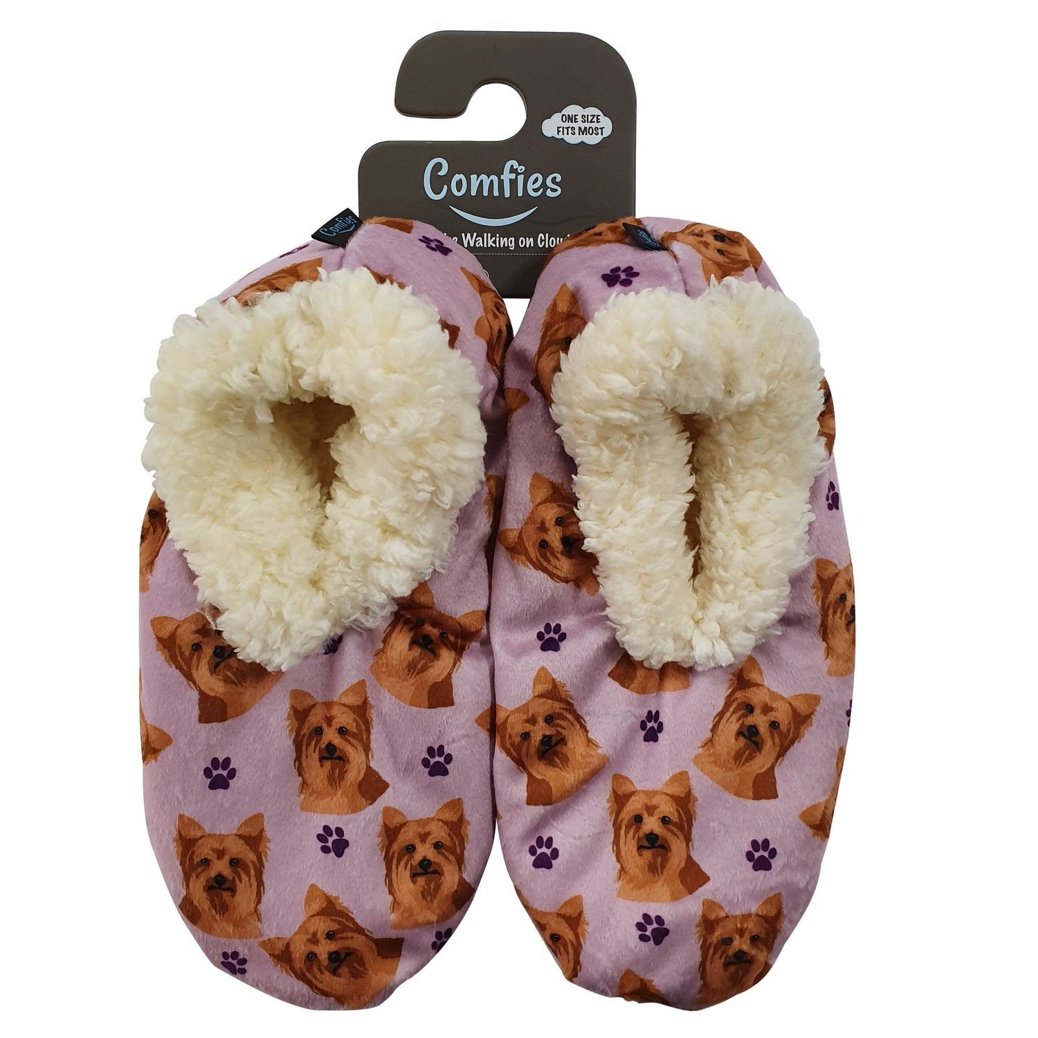 Yorkie Dog Slippers Comfies Unisex Super Soft Lined Animal Print Booties
