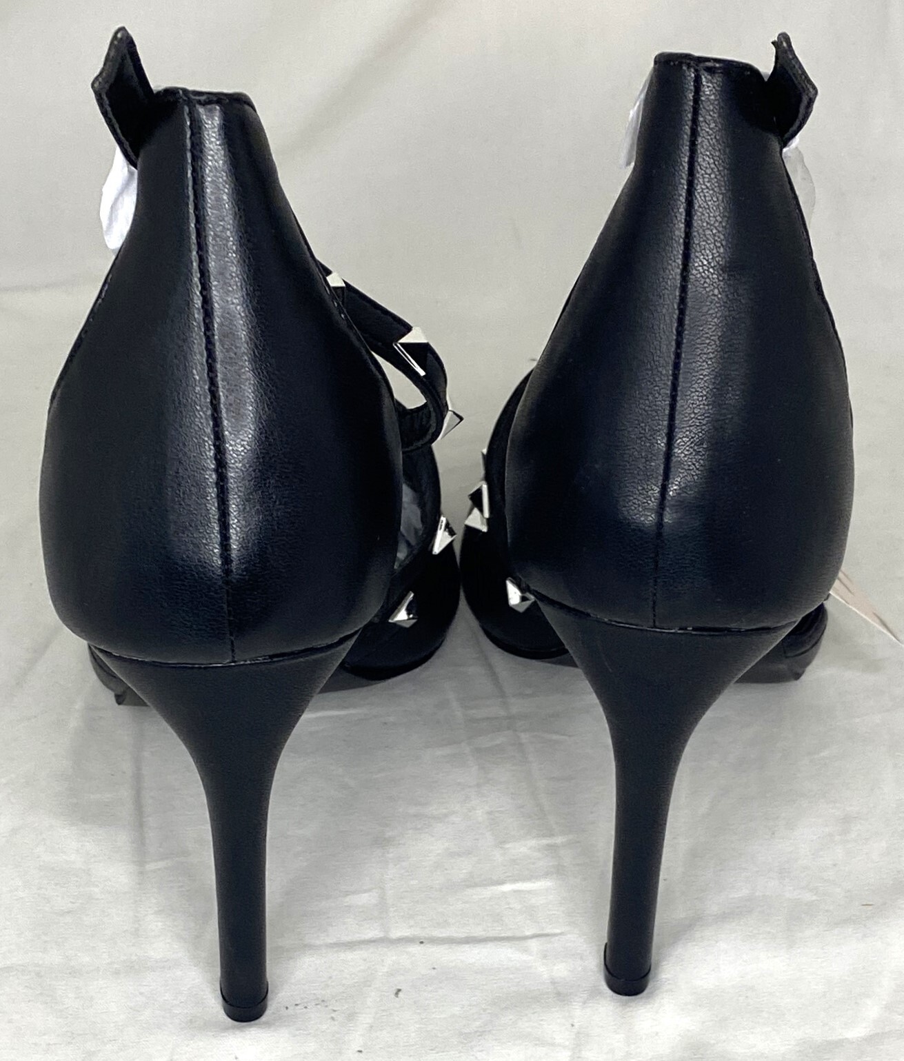 Mysoft Pointed Toe Studded Ankle Strap Stiletto Heel Pumps Black Size 9